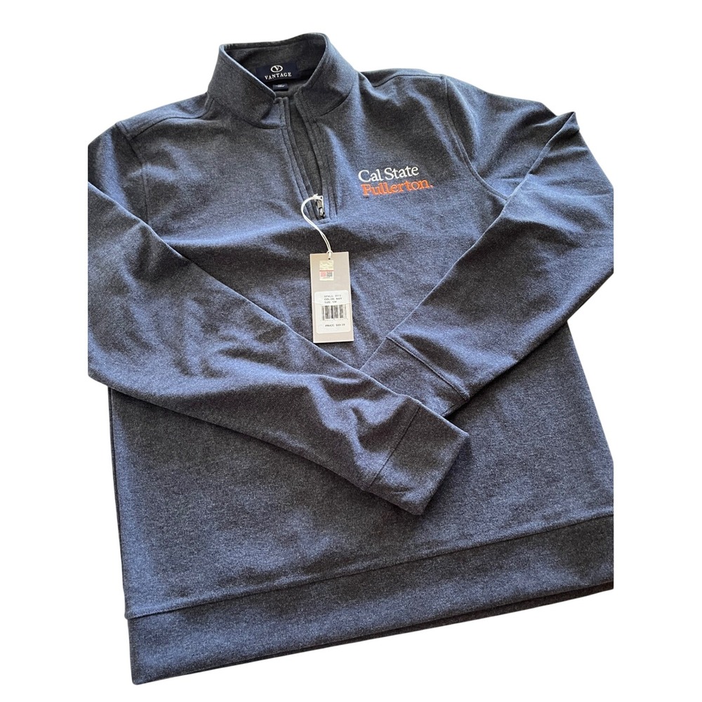 Vantage Cal State Fullerton Quarter Zip Pullover Navy Blue Mens Small 3115 NWT